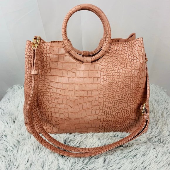 Kaari Blue Dusty Rose Crocodile Look Handbag - Picture 4 of 6